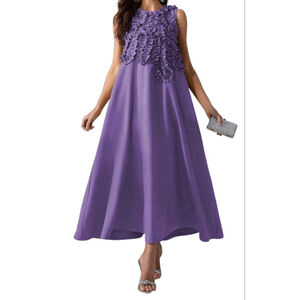 NWT Women's Toleen Purple Ruffle Sleeveless Maxi Dress M